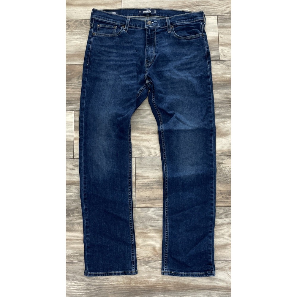 Hollister Mens Slim Straight Jeans 34x32 Dark Blue Epic Flex Advanced Stretch